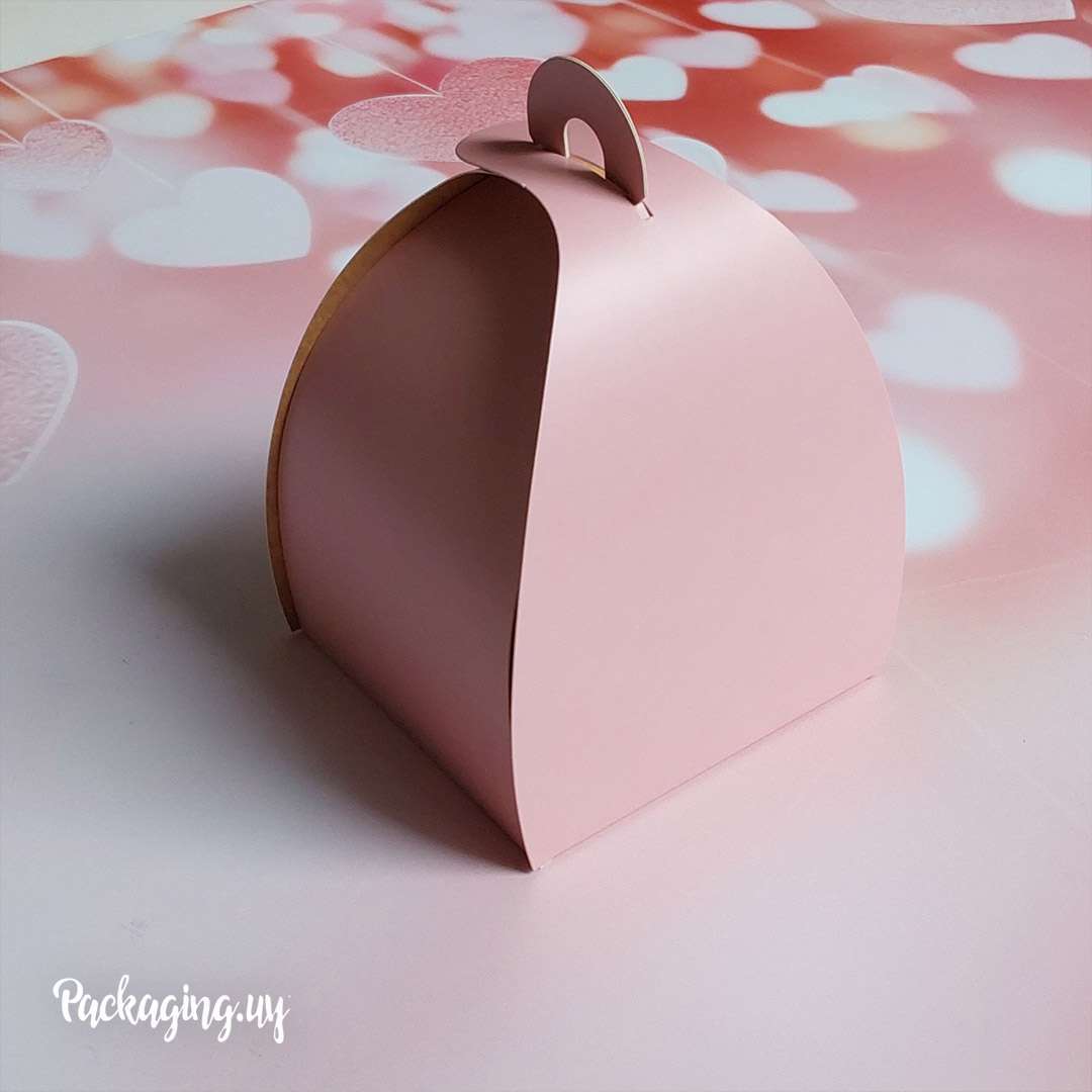 Caja p/ Postres 12x12x15 cm "FLOR12 ROSADA" (Chica)